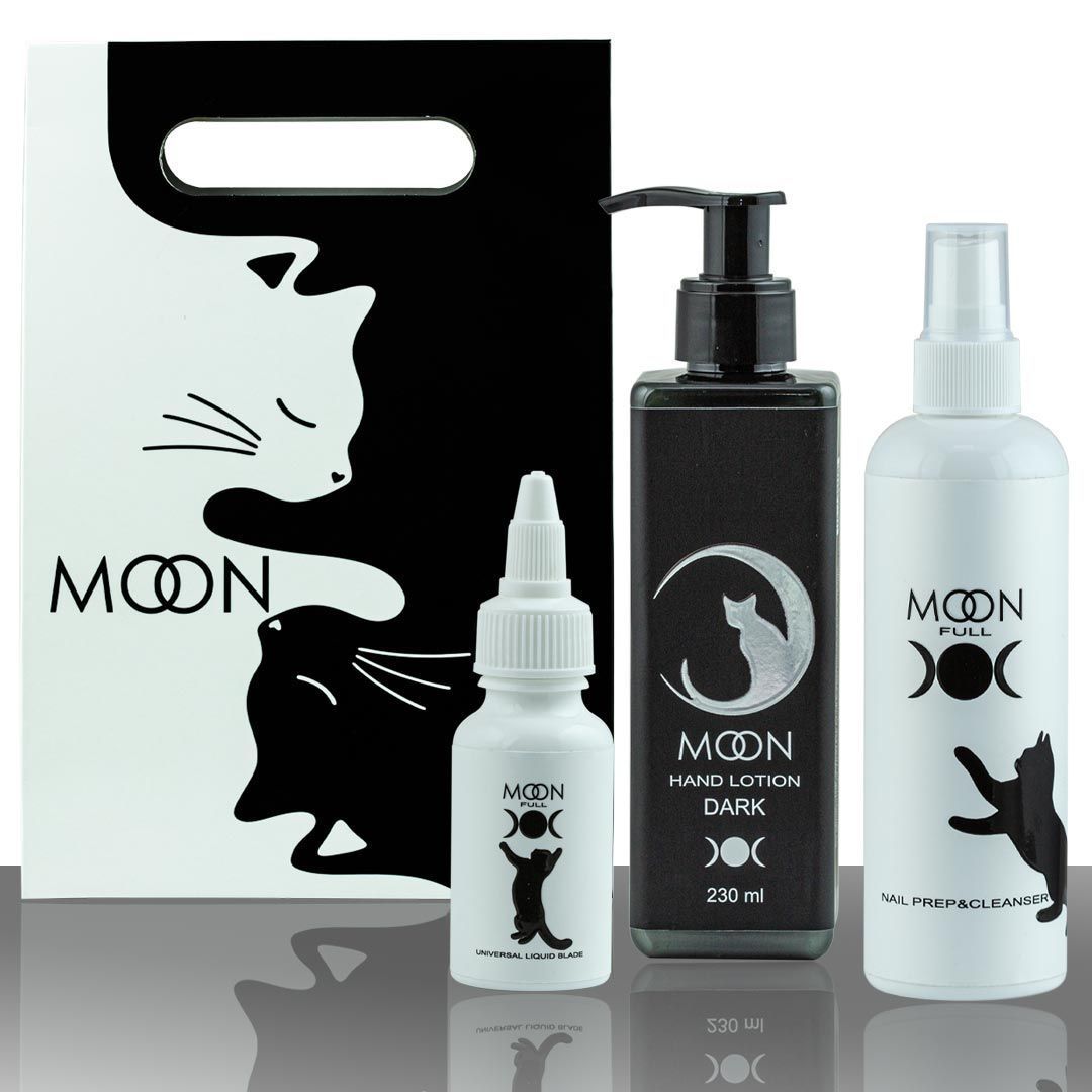 MOON FULL Лімітований набір для догляду за ручками №2 (Prep & Cleanser 3x1 150 ml, лосьон для рук Dark Moon 230мл, Universal Liquid Blade (рідке лезо) 30 ml)